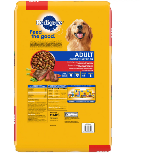 Product image of Pedigree Complete Nutrition Grilled Steak & Vegetable Flavor Dry Dog Food for Adult Dog, 18 lb. Bag