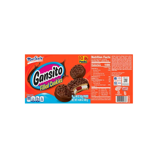 Product image of Marinela Gansito Strawberry and Crème Filled Snack Cookies with Chocolate Coating, 10 Count