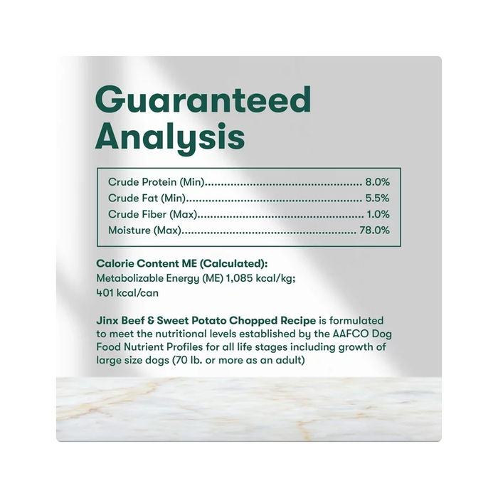 Product image of Jinx Chopped Beef Recipe Natural Wet Dog Food, Grain-Free, 13 oz.