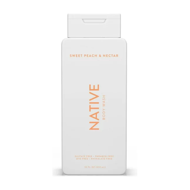 Product image of Native Natural Body Wash, Sweet Peach & Nectar, Sulfate Free, Paraben Free, 18 oz