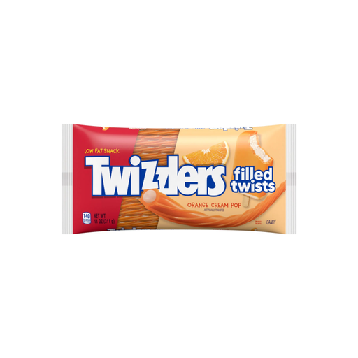 Product image of Twizzlers Filled Twists Orange Cream Pop Flavored Licorice Style Candy, Bag 11 oz