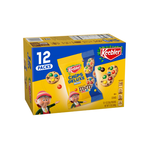 Product image of Keebler Chips Deluxe Minis Cookies with M&M's Minis Snack Bags , 12 Count
