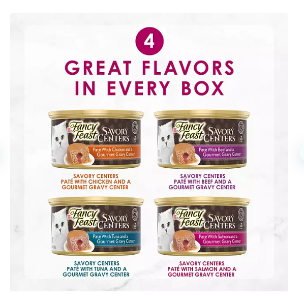 Product image of Fancy Feast Savory Centers Pate Wet Cat Food, Variety Pack (3 oz., 24 ct.)