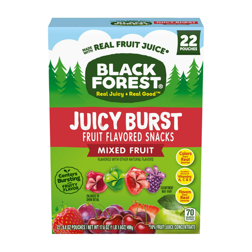Product image of Black Forest Juicy Burst Fruit Snacks, Mixed Fruit, 0.8 Ounce Pouches (22 Count)