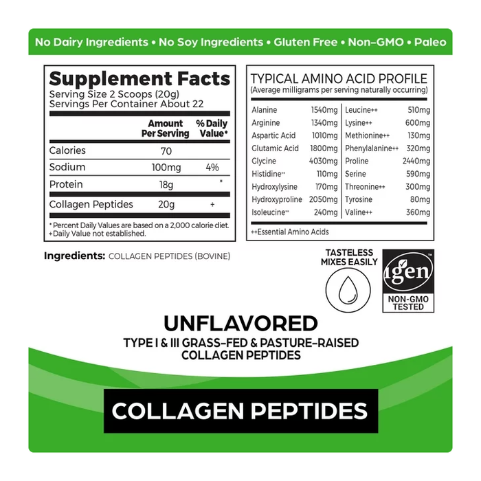 Product image of Orgain Hydrolyzed Grass Fed Collagen Peptides Powder, Unflavored, 20g Collagen, 1lb