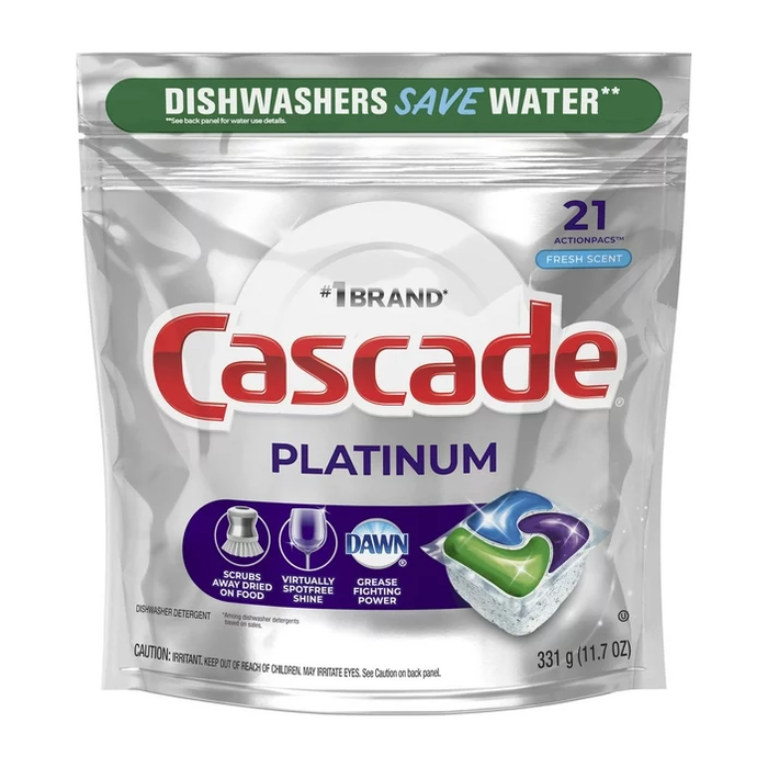 Product image of Cascade Platinum Dishwasher Detergent Pods, Fresh Scent, 21 Count