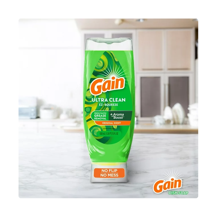 Product image of Gain EZ-Squeeze Dishwashing Liquid Dish Soap, Original Scent, 14.70 fl oz