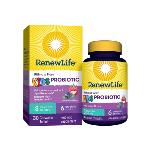 Product image of Renew Life, Ultimate Flora, Kids Probiotic, Berry-licious, 3 Billion Live Cultures, 30 Chewable Tablets