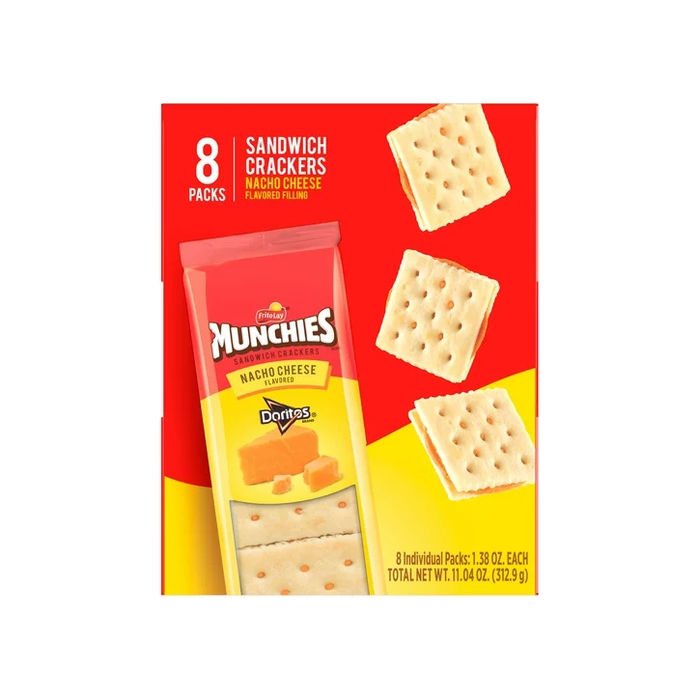 Product image of Munchies Doritos Nacho Cheese Sandwich Crackers, 1.38 oz, 8 Count