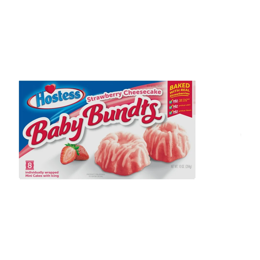 Product image of HOSTESS Strawberry Cheesecake BABY BUNDTS, Baked with Real Strawberries, 10 oz, 8 Count