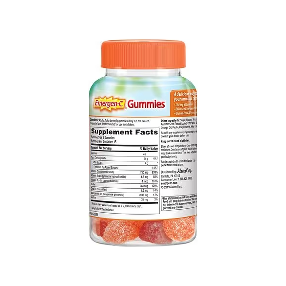 Product image of Emergen-C Vitamin C Immune Support Gummies - Orange, Tangerine & Raspberry - 45ct