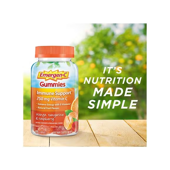 Product image of Emergen-C Vitamin C Immune Support Gummies - Orange, Tangerine & Raspberry - 45ct