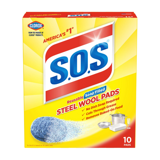 Product image of S.O.S Steel Wool Dish Scrubber Pads, 10 Pack