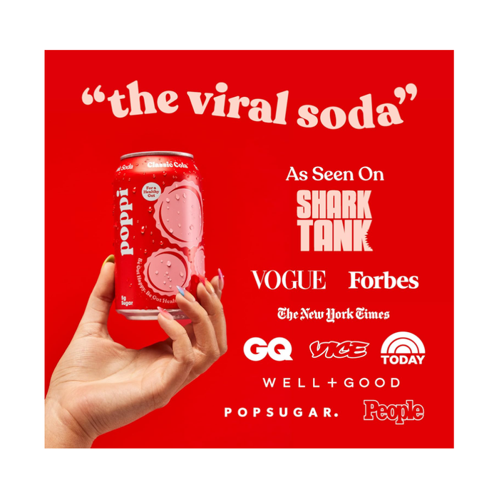 Product image of Poppi Classic Cola Prebiotic Soda - 12 Oz
