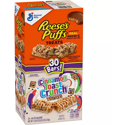 Product image of Reese's Puffs & Cinnamon Toast Crunch Cereal Bar Treats (30 ct.)