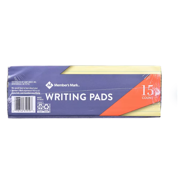 Product image of Member's Mark Legal Writing Pad - Perforated Canary 15-Pack
