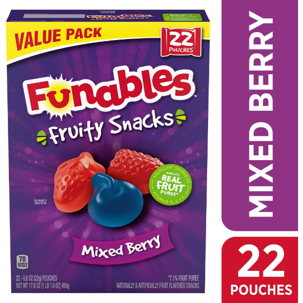 Product image of Funables Fruity Snacks Mixed Berry Fruit Snacks, 17.6 oz, 22 Count