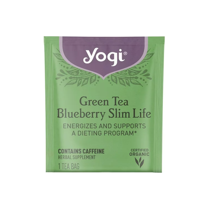 Product image of Yogi Tea Green Tea Blueberry Slim Life, Organic Green Tea Bags, 4 Boxes of 16