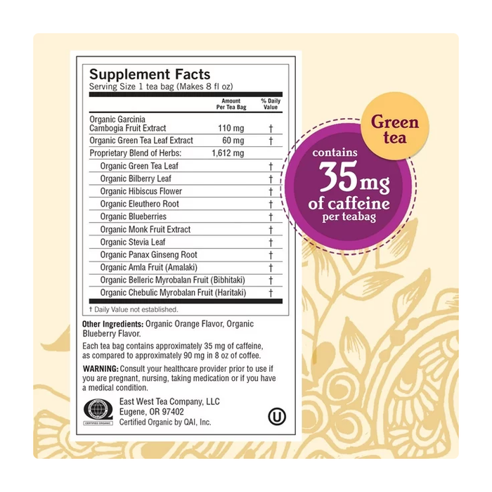 Product image of Yogi Tea Green Tea Blueberry Slim Life, Organic Green Tea Bags, 4 Boxes of 16