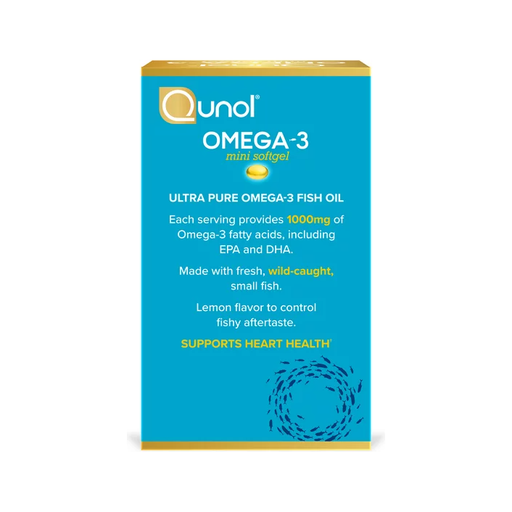 Product image of Qunol Mini Omega-3 Fish Oil (60 count) Heart Health Support With 1000mg Wild Caught Omega-3 Fatty Acids (Including EPA & DHA)