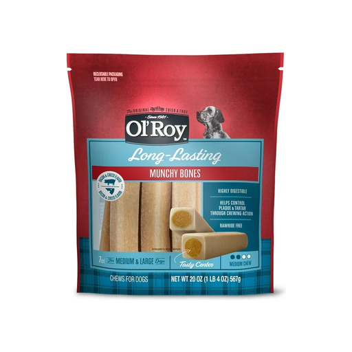 Product image of Ol' Roy Bacon & Cheese Munchy Bone Treats for Dogs, 7 Count