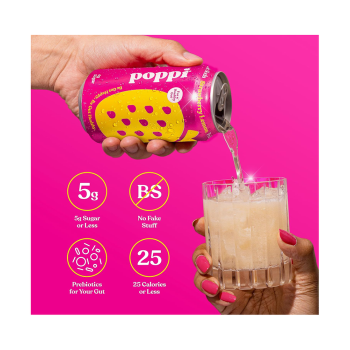 Product image of Poppi Prebiotic Soda, Strawberry Lemon, 12 fl oz