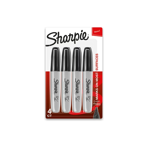 Product image of Sharpie Permanent Markers, Chisel Tip, Black, 4 Count