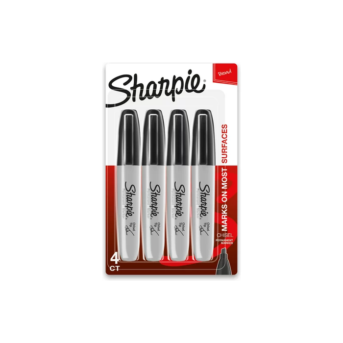 Product image of Sharpie Permanent Markers, Chisel Tip, Black, 4 Count