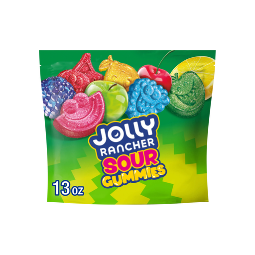 Product image of Jolly Rancher Sour Gummies Assorted Fruit Flavored Candy, Resealable Bag 13 oz