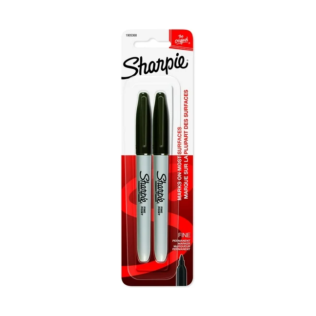 Product image of Sharpie Permanent Markers, Fine Point, Black, 2 Count