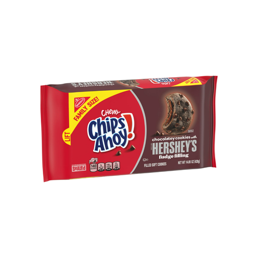 Product image of CHIPS AHOY! Chewy Chocolatey Hershey's Fudge Filled Soft Chocolate Chip Cookies, Family Size, 14.85 oz