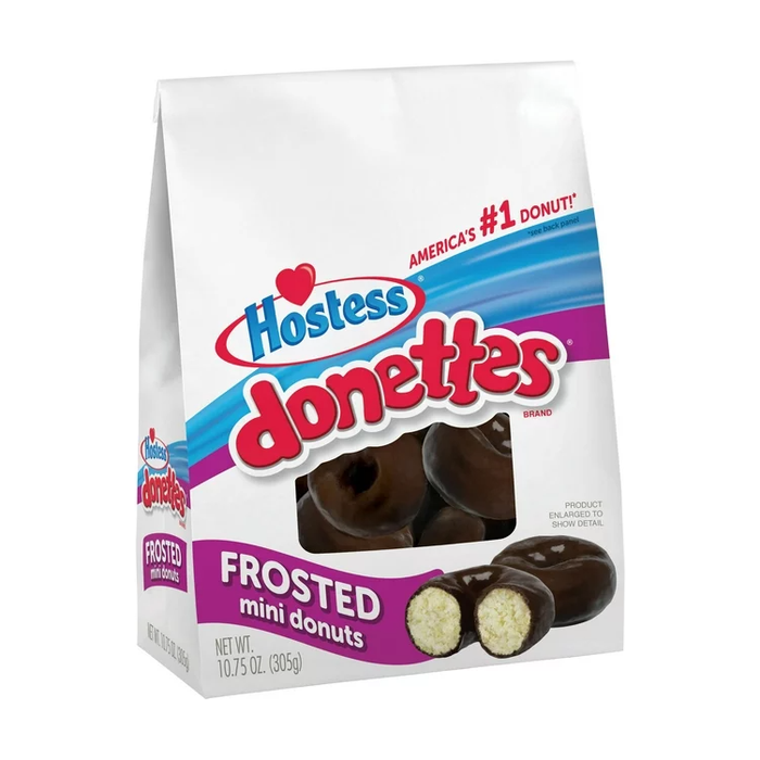 Product image of HOSTESS Frosted Mini DONETTES Bag, Chocolate Mini Donuts - 10.75 oz