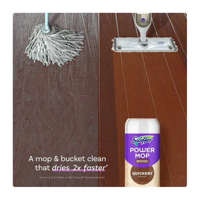 Product image of Swiffer PowerMop Wood Quick Dry Liquid Floor Cleaner Solution, Lemon, 25.4 oz, 2 Pack