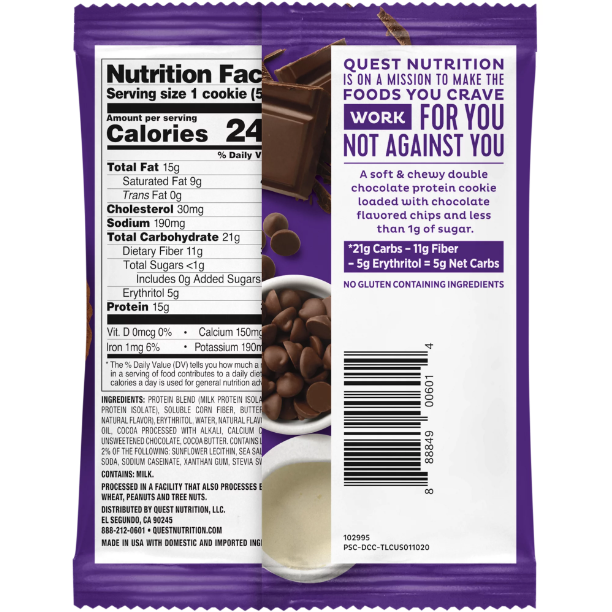 Product image of Quest Protein Cookie Double Chocolate Chip 2.08 oz