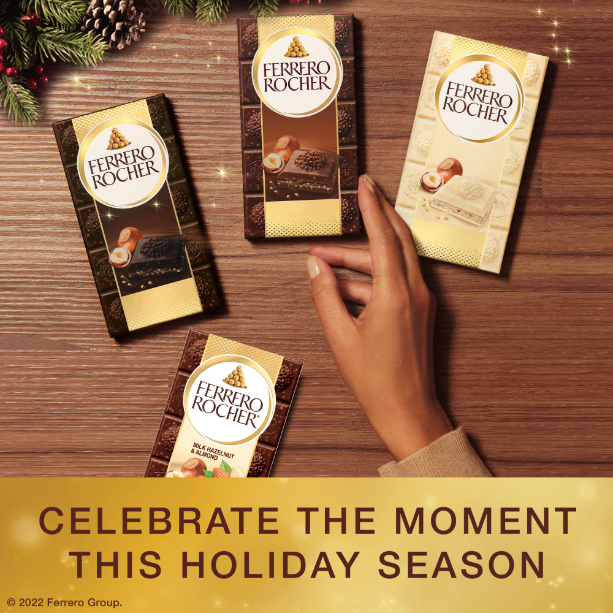 Product image of Ferrero Rocher Premium Chocolate Bar, Milk Chocolate Hazelnut, Holiday Chocolate, Great for Holiday Gift Baskets, 3.1 oz