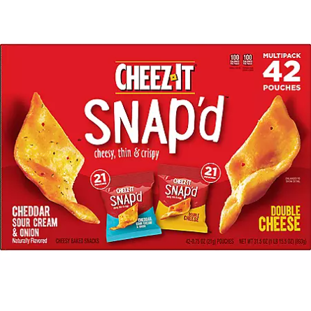 Product image of Cheez-It Snap'd, Variety Pack (0.75 oz., 42 pk.)