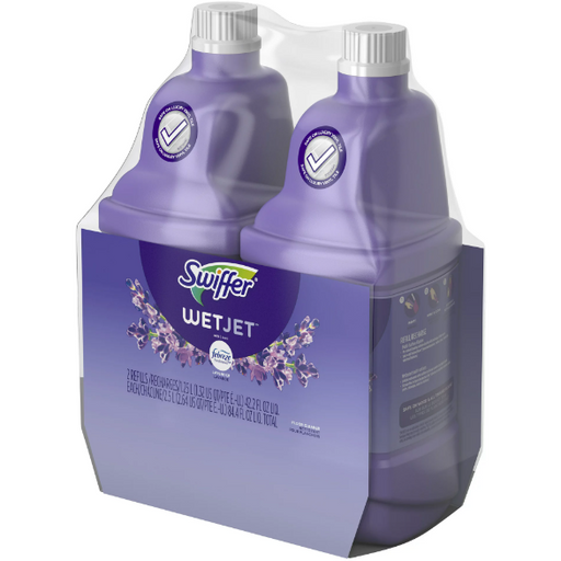Product image of Swiffer WetJet Spray Mop Multi-Purpose and Hardwood Liquid Floor Cleaner Solution Refill, Lavender Vanilla & Comfort, 1.25 Liter (2 Pack)