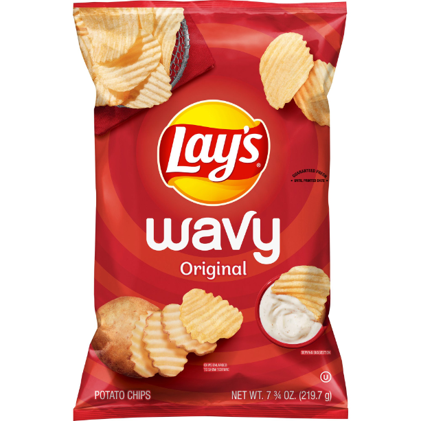 Product image of Lay's Wavy Potato Chips, Original Flavor, 7.75 oz Bag