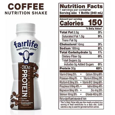 Product image of Fairlife Nutrition Plan 30g Protein Shake, Coffee (11.5 fl. oz., 12 pk.)