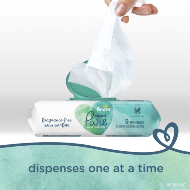 Product image of Pampers Aqua Pure Natural Sensitive Baby Wipes, 6X Pop-Top, 336 Ct