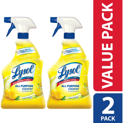 Product image of Lysol All Purpose Cleaner Spray, Lemon Breeze, 64oz(2X32oz), Tested & Proven to Kill COVID-19 Virus, Packaging May Vary