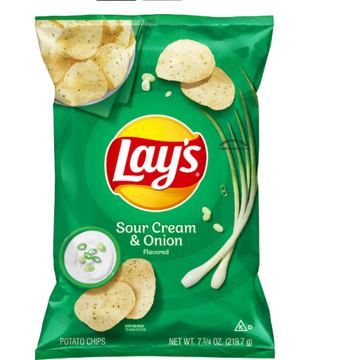 Product image of Lay's Potato Chips, Sour Cream & Onion Flavor, 7.75 oz Bag