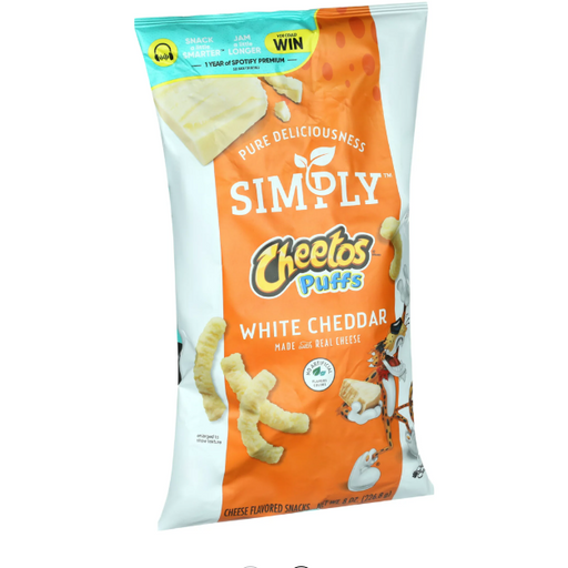 Product image of Simply Cheetos Puffs Cheese Flavored Snacks, White Cheddar, 8 Oz