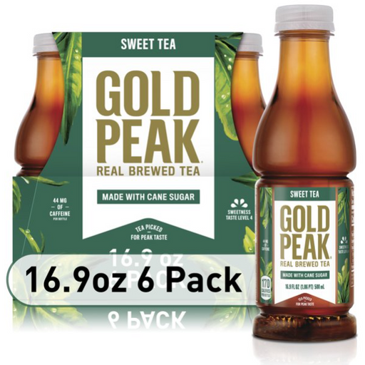 Product image of Gold Peak Sweetened Black Iced Tea Drink, 16.9 fl oz, 6 Pack