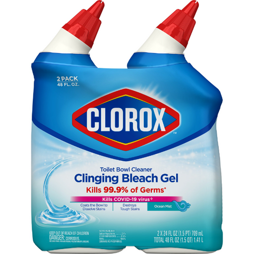 Product image of Clorox Toilet Bowl Cleaner Clinging Bleach Gel, Cool Wave - 24 oz, 2 Pack