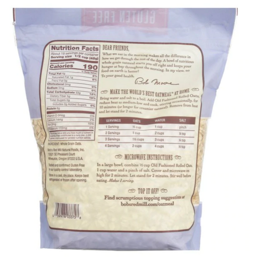 Product image of Bob's Red Mill, Old Fashion Rolled Oats, Gluten Free, Whole Grain, 32 Oz