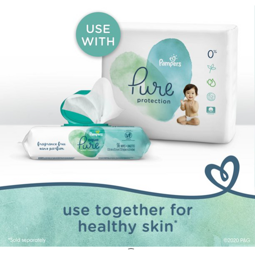 Product image of Pampers Aqua Pure Natural Sensitive Baby Wipes, 6X Pop-Top, 336 Ct