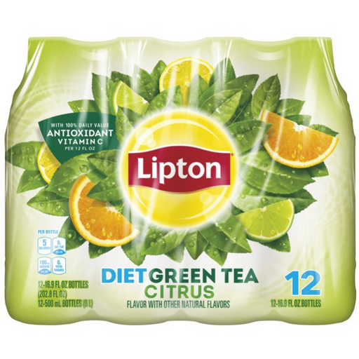 Product image of Lipton Diet Green Tea Citrus Iced Tea, 16.9 oz, 12 Pack