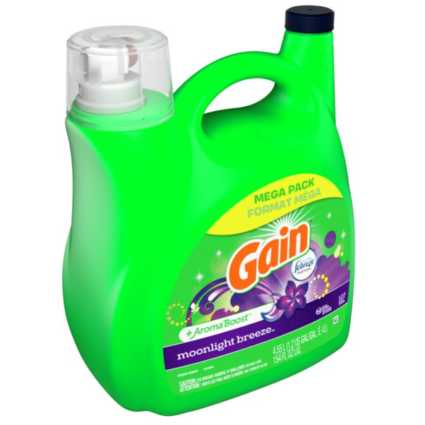 Product image of Gain + Aroma Boost Liquid Laundry Detergent, Moonlight Breeze Scent, 107 Loads, 154 fl oz