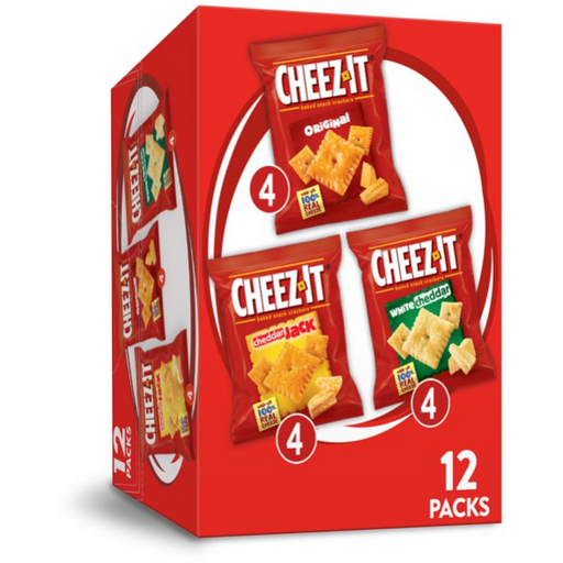 Product image of Cheez-It Cheese Crackers, Baked Snack Crackers, Office and Kids Snacks, Variety Pack, 12 Ct, 12.1 Oz, Box